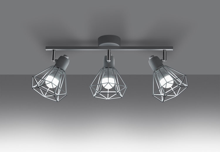 Biały potrójny plafon z drucianymi reflektorami A145-Vera