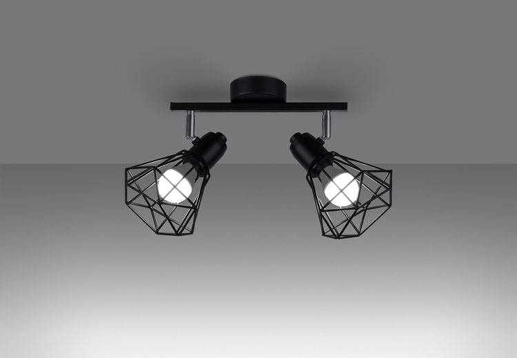 Czarny plafon z drucianymi kloszami A144-Vera