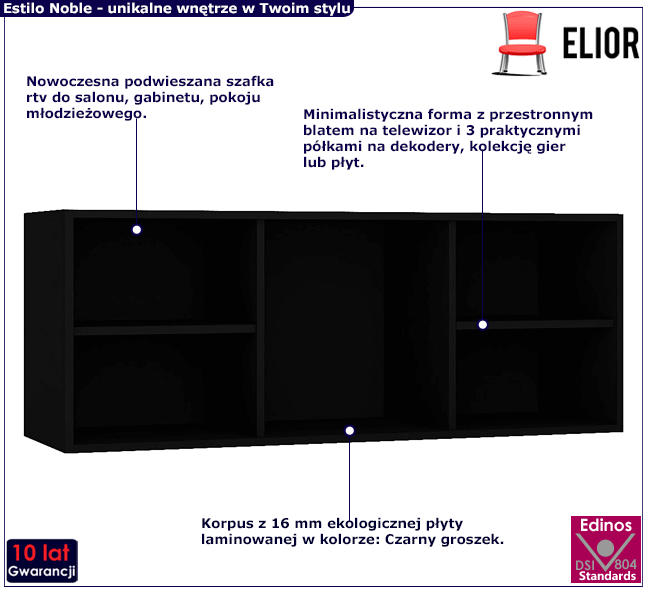 Szafka rtv czarny groszek Estilo Nerja 7X
