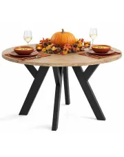 Okrągły stół do kuchni z bukowymi nogami dąb sonoma - Nezis w sklepie Edinos.pl