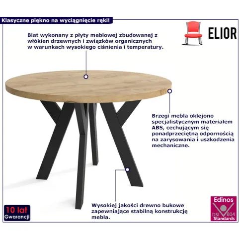 Okrągły stół Kadaro dąb craft