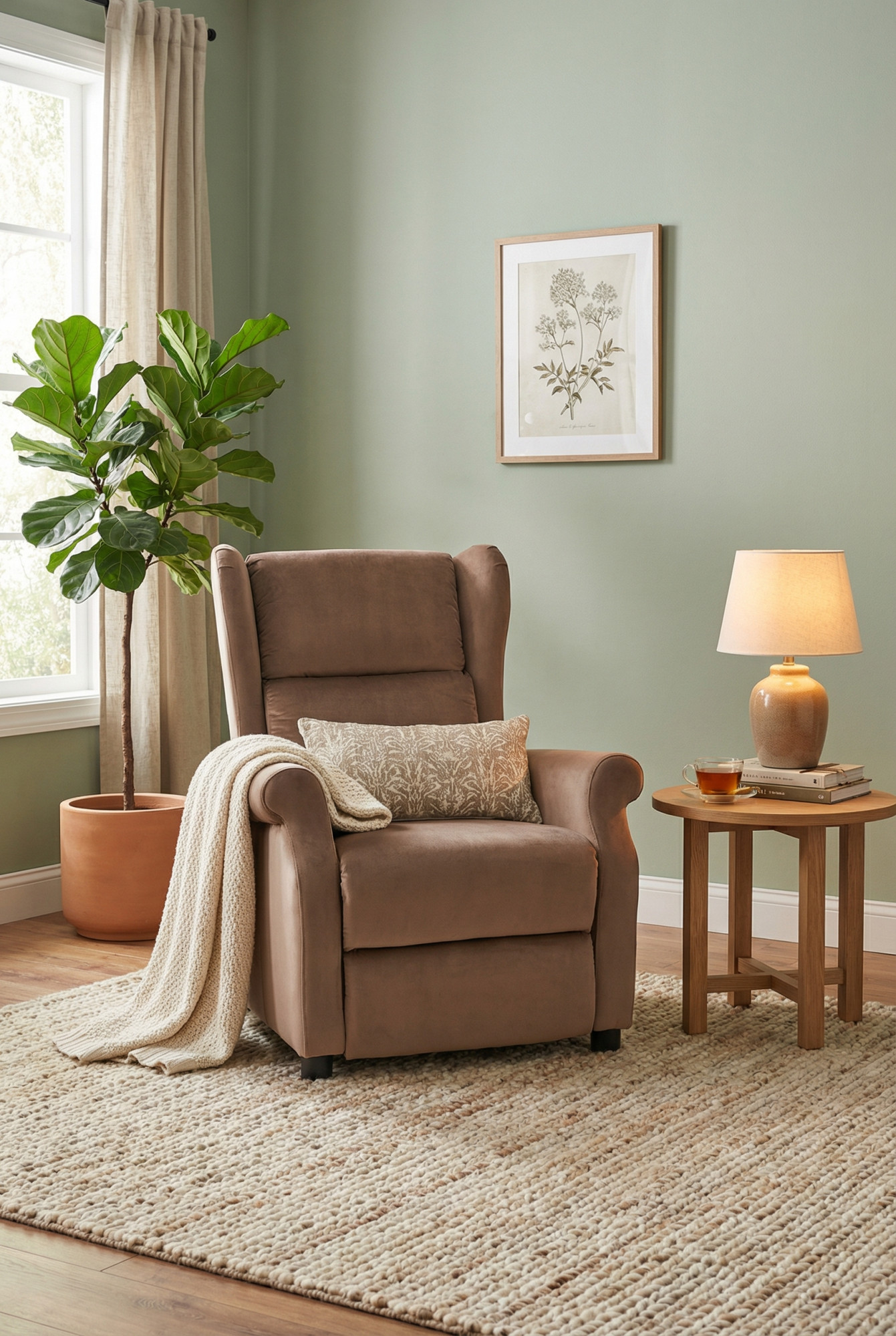 Przykładowe wykorzystanie beżowego welurowego fotela Nika 2X