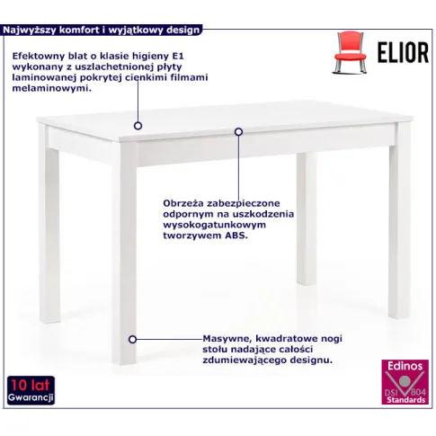 Minimalistyczny biały stół Klaris