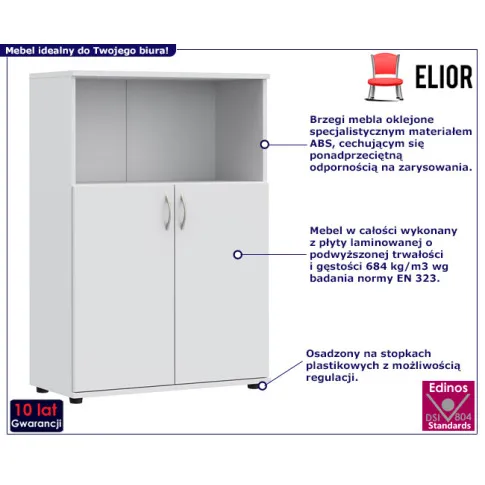 Zamykany regał biurowy Forys kolor biały