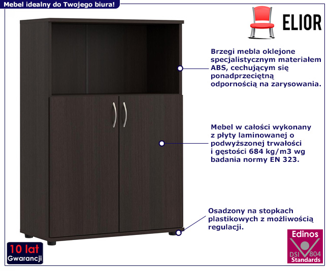 Niski regał biurowy Rons kolor wenge