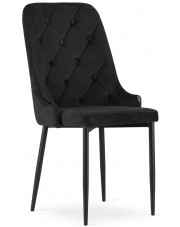 Czarne pikowane welurowe krzesło do stołu - Hamza 3X w sklepie Edinos.pl
