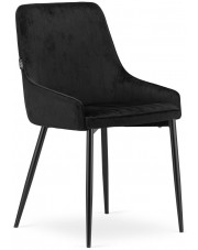 Czarne welurowe krzesło kuchenne - Cinar 3X w sklepie Edinos.pl