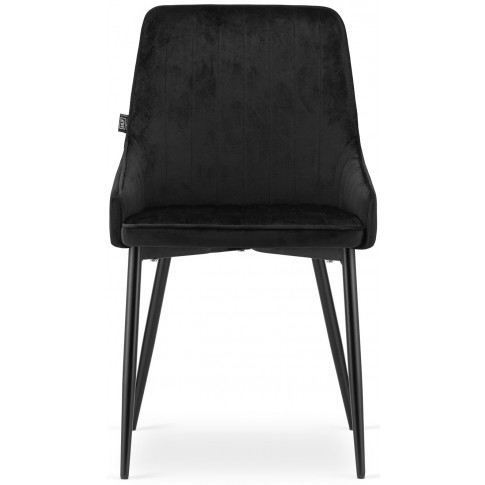 komplet 4 sztuk pluszowych krzeseł do salonu w kolorze czarnym