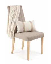 Klasyczne welurowe krzesło z drewnianymi nogami jasny brąz - Maroco w sklepie Edinos.pl