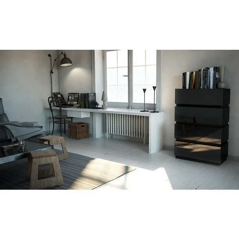 Szczegółowe zdjęcie nr 4 produktu Lakierowana komoda Toviros 5X - czarna