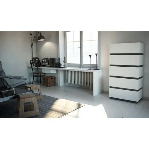 Szczegółowe zdjęcie nr 4 produktu Komoda Toviros 6X - biała + grafit