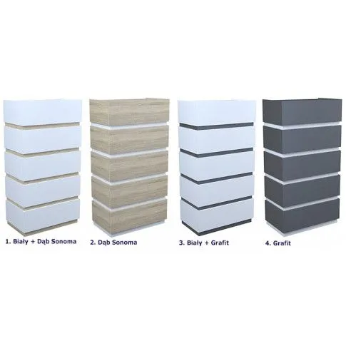 Szczegółowe zdjęcie nr 5 produktu Komoda Toviros 6X - biała + grafit