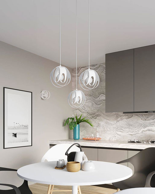 Biała stalowa lampa nad stół A191-Fira