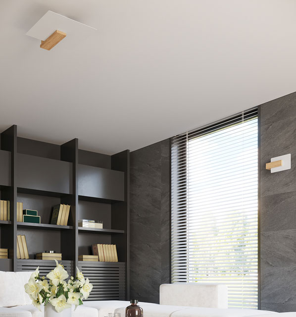 Szklany kinkiet z ramą wykonaną z drewna A188-Telmo