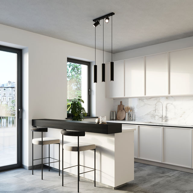 Czarna lampa wisząca sople nad wyspę R119-Elsa