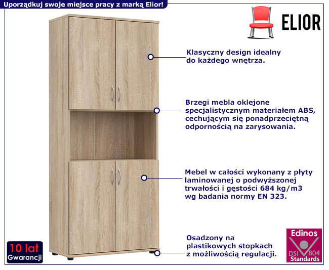 Regał biurowy Likoro kolor dąb sonoma
