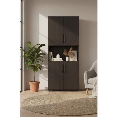 Klasyczny regał biurowy z podwójnymi drzwiczkami wenge   Likoro