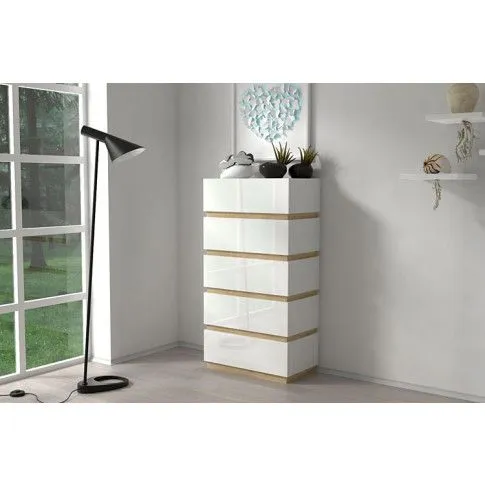 Zdjęcie lakierowana biała komoda z 5 szufladami Toviros 7X | Edinos.pl