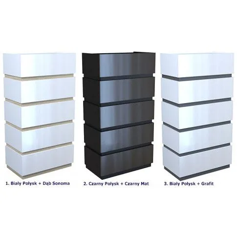 Szczegółowe zdjęcie nr 5 produktu Lakierowana komoda Toviros 7X - biały połysk + dąb sonoma