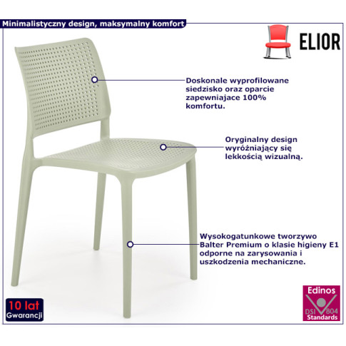 Miętowe minimalistyczne krzesło Imros