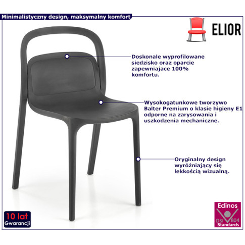 Czarne krzeslo minimalistyczne Nagun sztaplowane