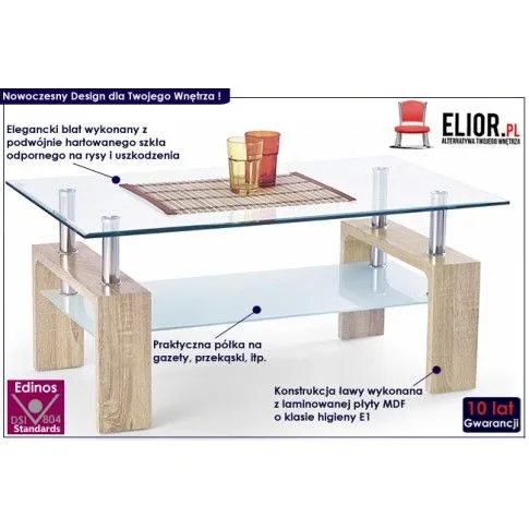 Fotografia Ława szklana Riscon - ciemny dąb sonoma z kategorii Ławy i stoliki