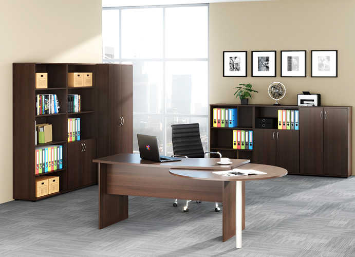 Wizualizacja kompletu mebli do biura Olvina 4X kolor wenge