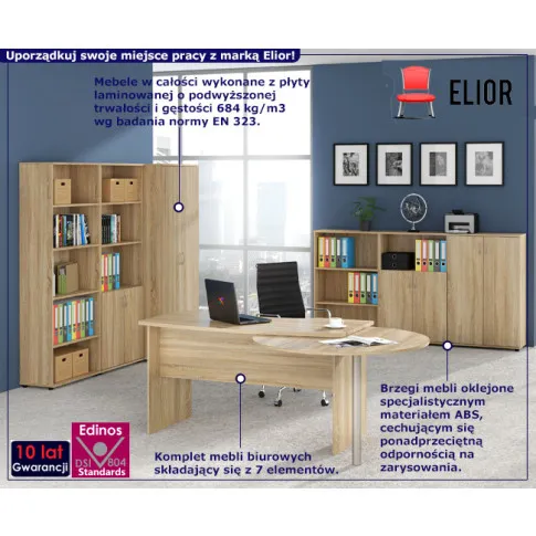 Komplet mebli biurowych Magarit 4X kolor dąb sonoma