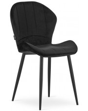 Czarne welurowe krzesło do salonu - Edi 3X w sklepie Edinos.pl