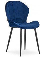 Niebieskie welurowe krzesło do stołu - Edi 3X w sklepie Edinos.pl