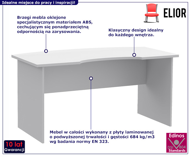 Biurko biurowe Renzo kolor biały