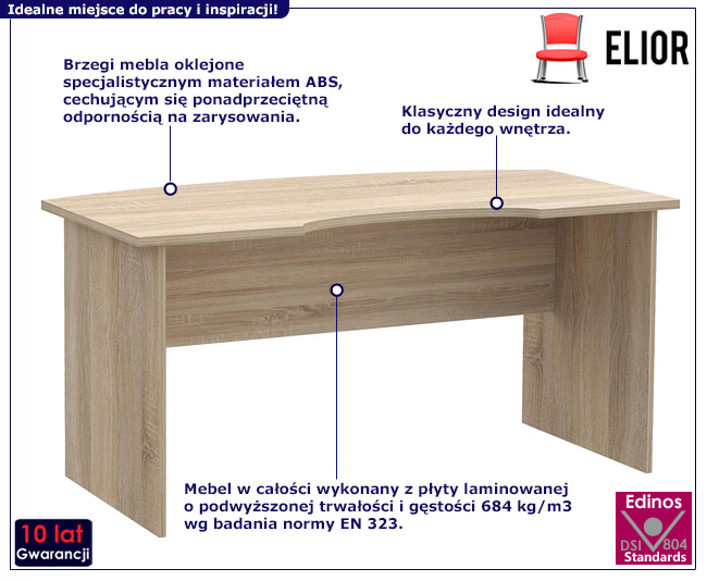 Biurko biurowe Romiks kolor dąb sonoma