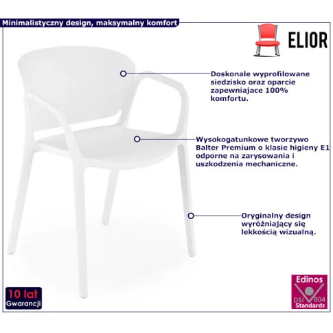 Minimalistyczne białe krzesło do ogrodu Nagun