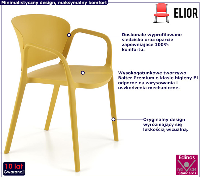 Żółte minimalistyczne krzesło ogrodowe Koloso