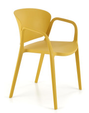 Musztardowe minimalistyczne krzesło tarasowe, ogrodowe - Orlo w sklepie Edinos.pl