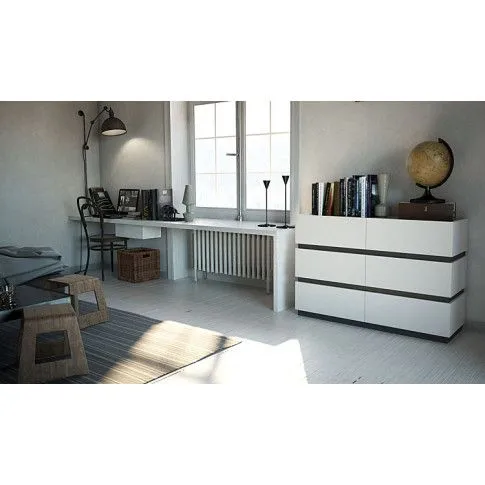 Szczegółowe zdjęcie nr 4 produktu Komoda Ogitro 2X - biała + grafit