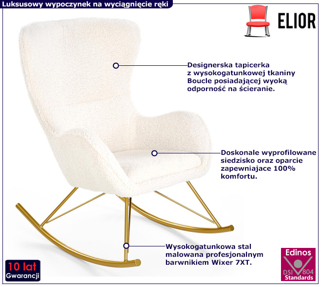 Kremowy fotel bujany Toria 3X