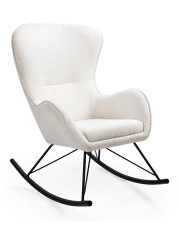 Biały fotel bujany z tkaniny boucle - Netrix 4X w sklepie Edinos.pl