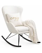 Biały fotel bujany z tkaniny boucle - Axor 4X w sklepie Edinos.pl