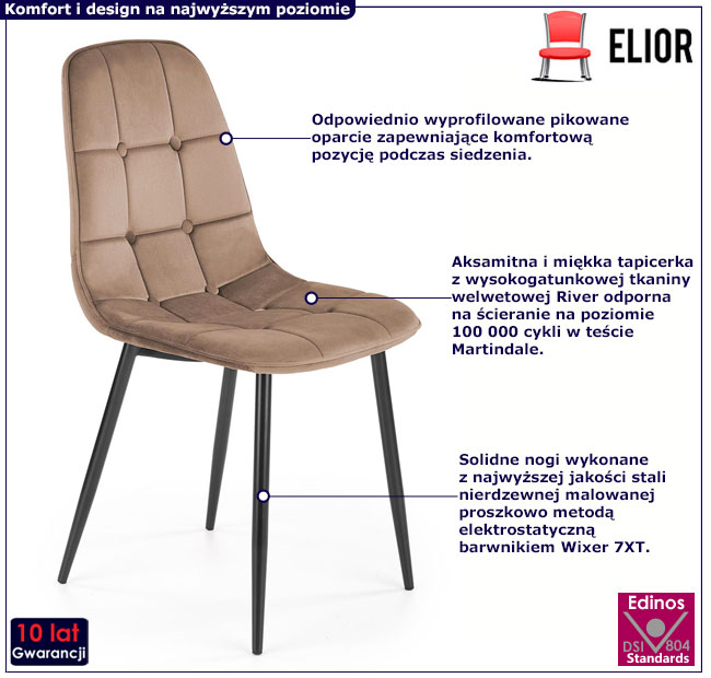 Beżowe pikowane krzesło do salonu Ninwa