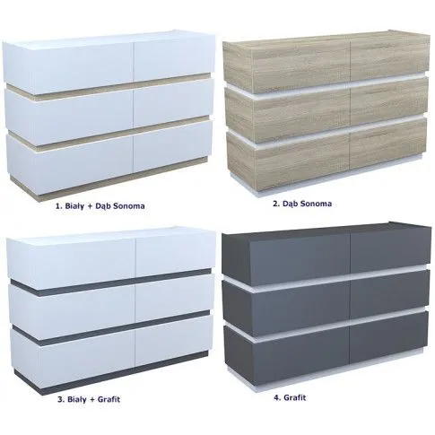 Szczegółowe zdjęcie nr 5 produktu Komoda Ogitro 2X - grafit + biała