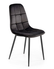 Czarne welurowe krzesło z pikowaniem - Volter w sklepie Edinos.pl