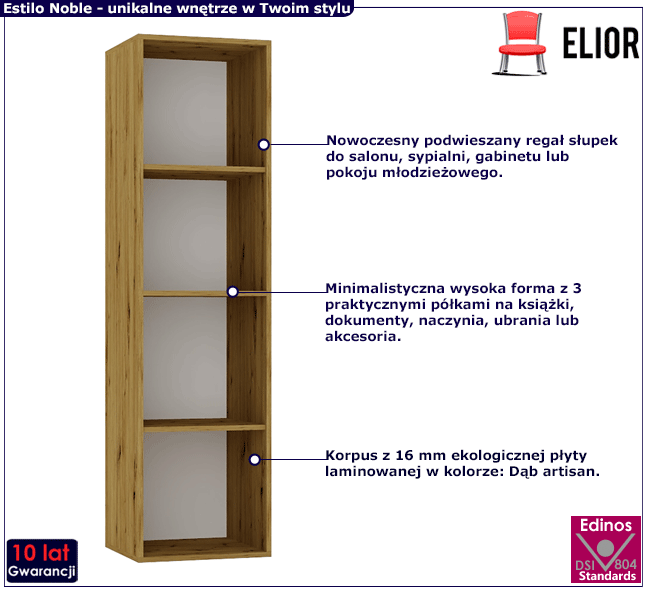 Słupek ścienny dąb artisan Estilo Nerja 10X
