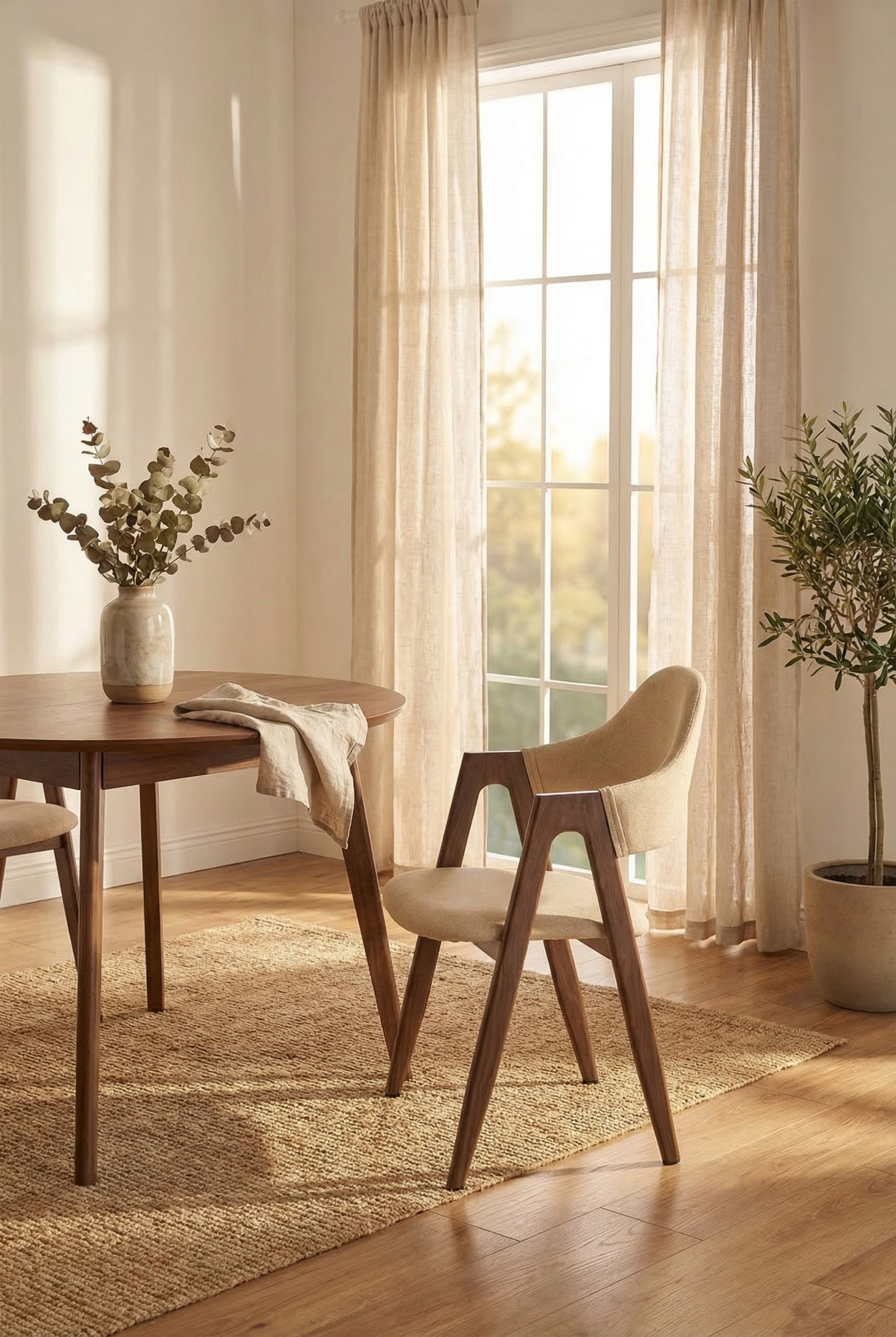 Wizualizacja wnętrza z beżowym krzesłem Hamo 2X