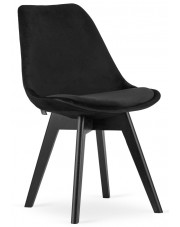 Czarne tapicerowane krzesło welurowe drewniane - Neflax 5X w sklepie Edinos.pl