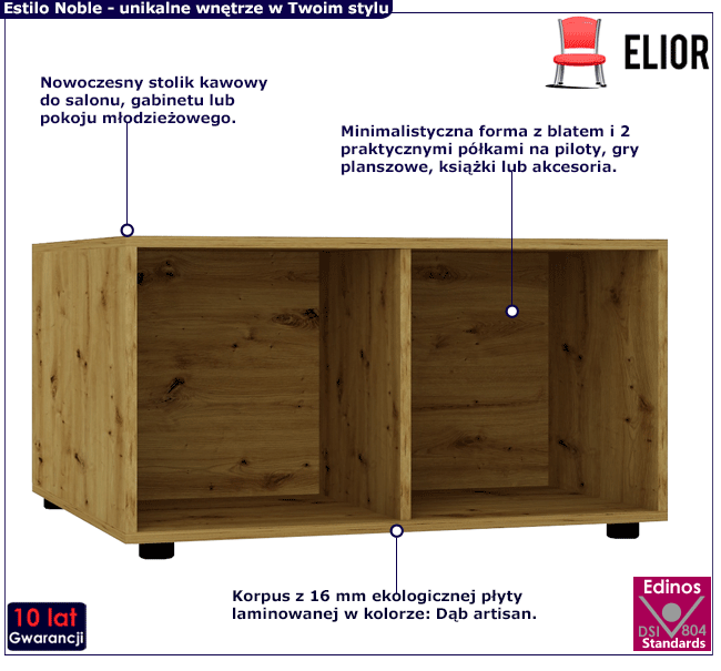 Stolik kawowy dąb artisan Estilo Nerja 11X