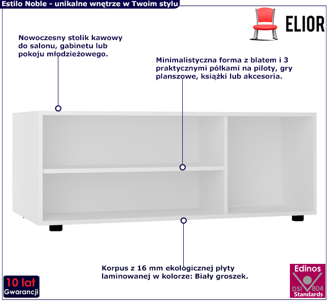 Stolik kawowy biały groszek Estilo Olvina 12X