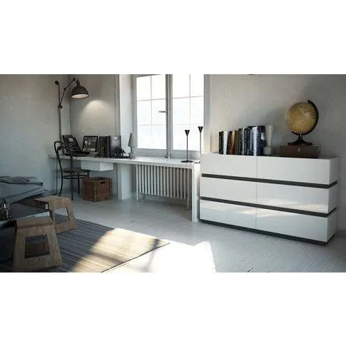 Szczegółowe zdjęcie nr 4 produktu Lakierowana komoda Ogitro 3X - biały połysk + grafit