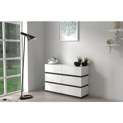 Zdjęcie biała komoda z 6 szufladami wysoki połysk Ogitro 3X | Edinos.pl