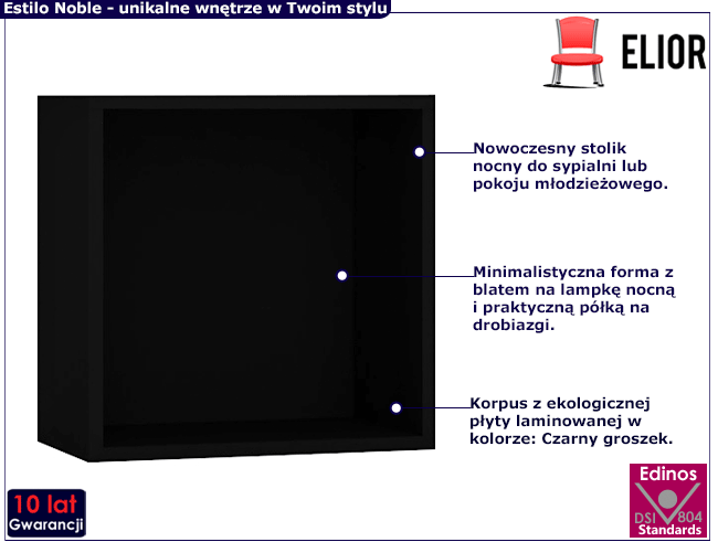 Stolik nocny czarny groszek Estilo Noble 13X